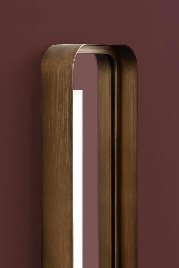 Kate and Laurel Armenta Modern Slim Rectangle Wall Mirror, 9 x 36, Gold, Decorative Rounded Rectangular Panel Mirror with Narrow Metal Frame for Bedroom Floor Mirror