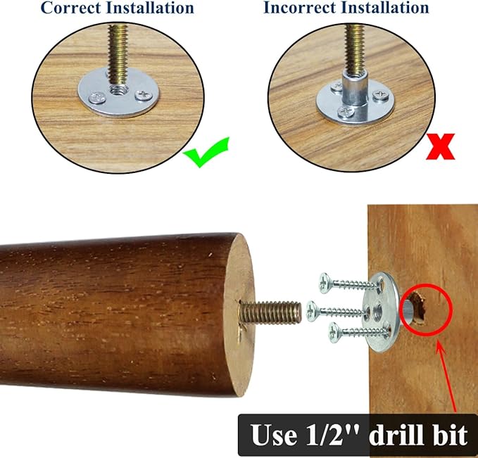 AORYVIC Furniture Leg Sofa Legs Replacement Wood 8 inch Mid Century Dresser Legs with 5/16 inch Bolt Set of 4