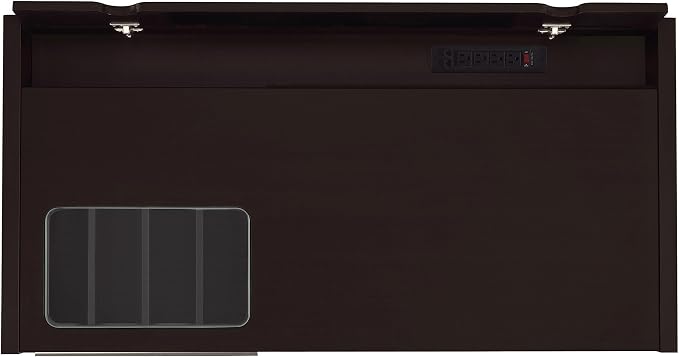 Coaster Home Furnishings - Halston - Engineered Wood - 47-Inch Computer Desk with Drawers, Door Cabinet & Lift-Top Storage, Tempered Glass Top, Contemporary Style - Home Office - Cappuccino - 800702