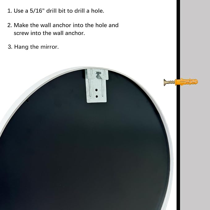 Sunniry White Round Mirror 26 inch, Circle Bathroom Mirror Matte Metal Frame, Circle Mirrors for Living Room, Bathroom, Wall, Hallway.