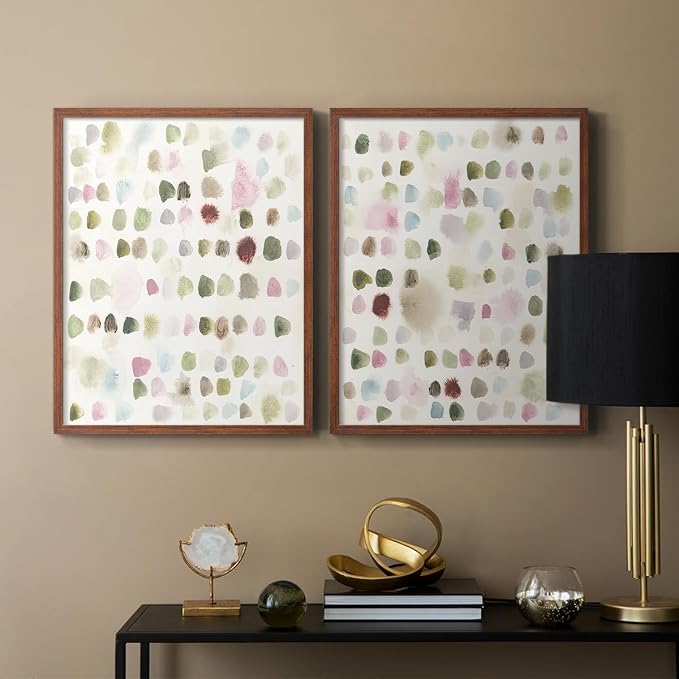 Renditions Gallery Set of 2 Peel & Stick Framed Prints, Hand Drawn Abstract Wall Art, Watercolor Seamless Pattern Wall Decor, Re-Stickable - Ready to Hang - 8"x10" - Walnut Frame LT588