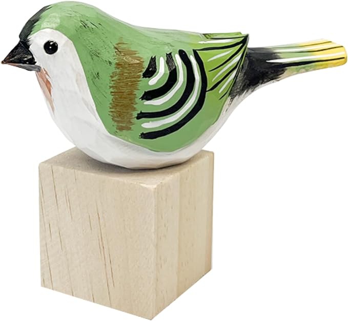 H&Zebrabro Hand Carved Bird Figurines, Hand-Painted Sculpted Wooden Birds, Wood Bird Sculptures for Home Decoration, Hand Crafted Life Like Bird Statues, Ideal Gifts for Bird Lovers (Jamaican Tody)