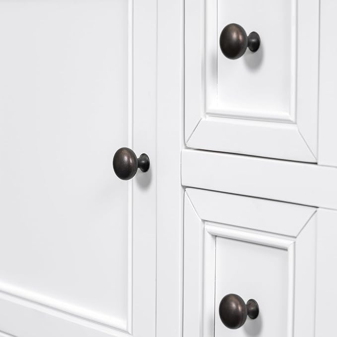 Merax Wood Narrow Kitchen Sideboard Cabinet with Door for Entryway, Farmhouse Console Table Sofa Table with Storage Drawers and Shelf for Living Room Dining Room, White