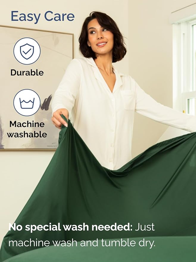 Extra Deep Split King Sheet Set - 7 Piece Breathable and Cooling Sheets - Hotel Luxury Bedding for Women, Men, Kids & Teens - Easy Secure Fit - Soft & Wrinkle Free - Extra Deep Pockets - Emerald Green