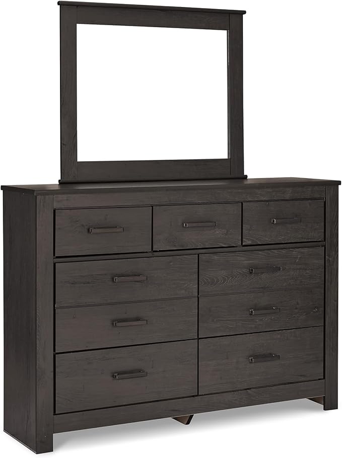 Signature Design by Ashley Brinxton Urban Smooth-Gliding 7-Drawer Dresser and Mirror with Safety Stop, Gray