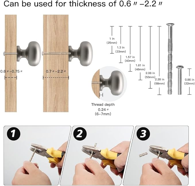 YAGU 10 Pack Round Brushed Nickel Cabinet Knobs Satin Silver Kitchen Drawer Pulls Zinc Alloy Hardware for Dresser Bathroom Cupboard Closet