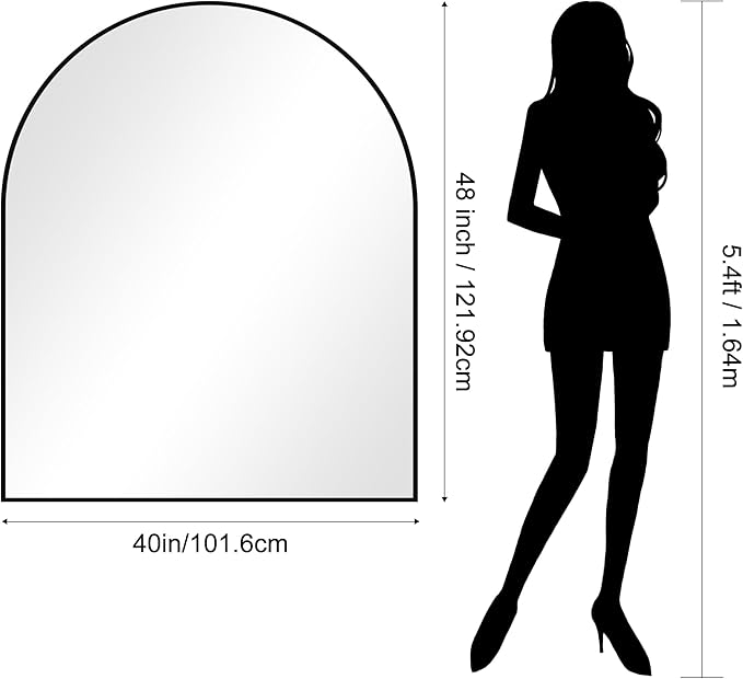 CIRCUMI Arched Wall Mirror, 40"x48" Black Arched Mirror with Tempered Glass, Metal Frame, Large Size for Entryway Table, Mantel,Living Room,Over Sink,Arch Mirror for Decor,Shatterproof&Crystal-Clear