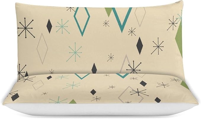 Modern Mid Century Duvet Cover, Vintage Geometry Bedding Sets Soft Comforter Cover，Aesthetic Abstract Art Bedding 3 Piece (1 Duvet Cover 86"x70" + 2 Pillow Sham 20"x30")