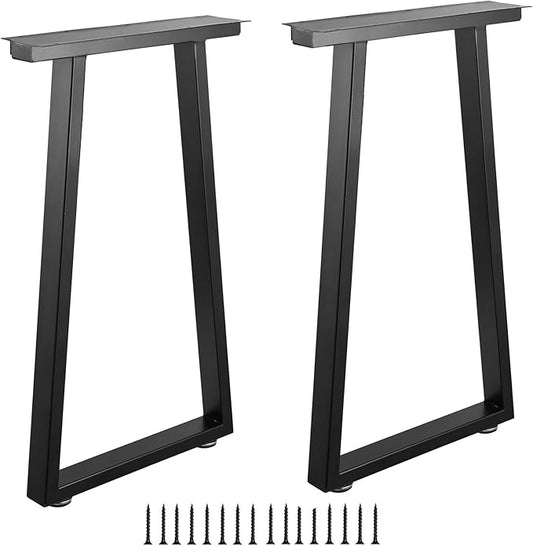 Metal Legs for Table 28 inch Trapezoid Shape Dining Table Legs Heavy Duty Desk Legs Metal Coffee Table Legs, Black, Set of 2