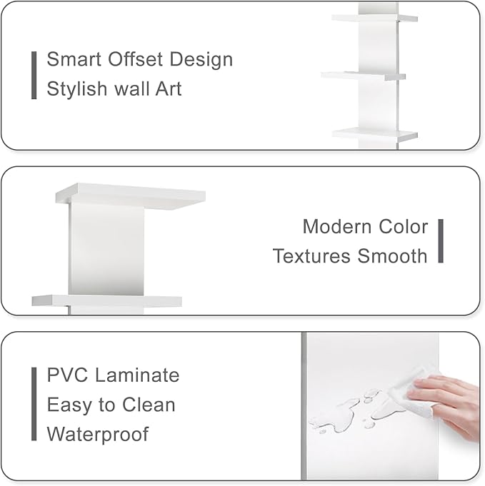 VIWODS 7 Tier Wall Shelf Unit-White Floating Shelves for Home Decor, Modern Unique Asymmetric Design for Bedroom & Living Room Storage