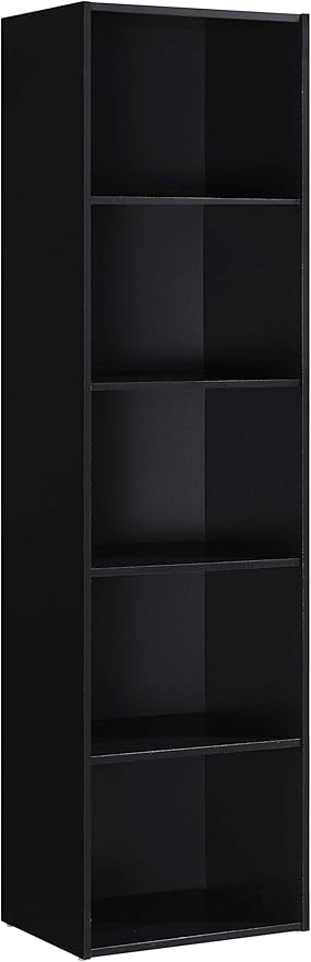 Hodedah Import 5 Shelf Bookcase, Black
