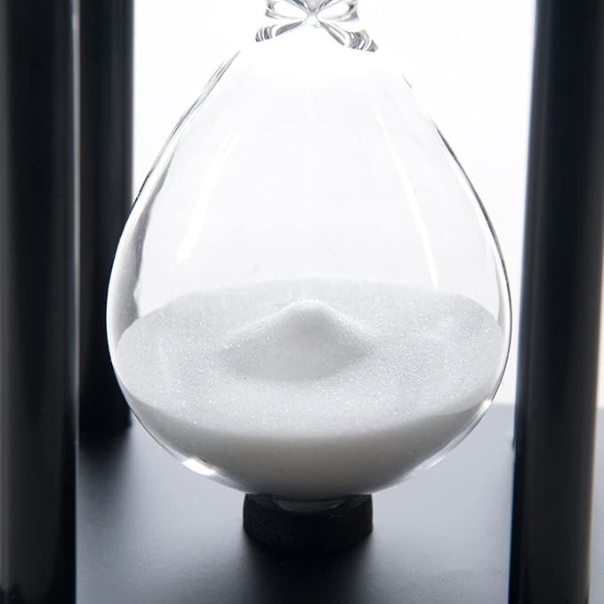 30 Minutes Hourglass Sand Timer, Hour Glass with Sand Decoration for Kids, Sand Clock Watch for Room Birthday Tea Coffee Table Book Shelf School Game Ornament Wooden (White Sand)