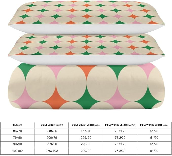 Modern Mid Century Duvet Cover, Vintage Geometry Bedding Sets Soft Comforter Cover，Aesthetic Abstract Art Bedding 3 Piece (1 Duvet Cover 86"x70" + 2 Pillow Sham 20"x30")