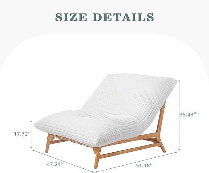 WJShome Oversized Chaise Lounge Chair,47.24" Comfy Recliner Reading Accent Arm Chairs,Sleeper Sofa Bed for Living Room,Loveseat Couch with Removable Upholstered for Reading Bedroom (Beige)