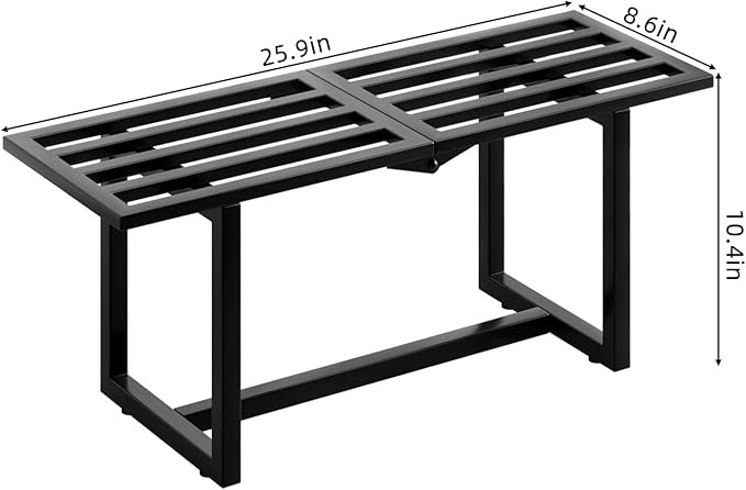 2 Pack Metal Plant Stand, Foldable Heavy Duty Indoor, Window Iron Plant Shelf - Mid Century Modern Slatted Bench for Patio, Garden, Living Room Load Bearing 330 lbs 26" L x 10.4" H x 8.6" W 1 Tier Black