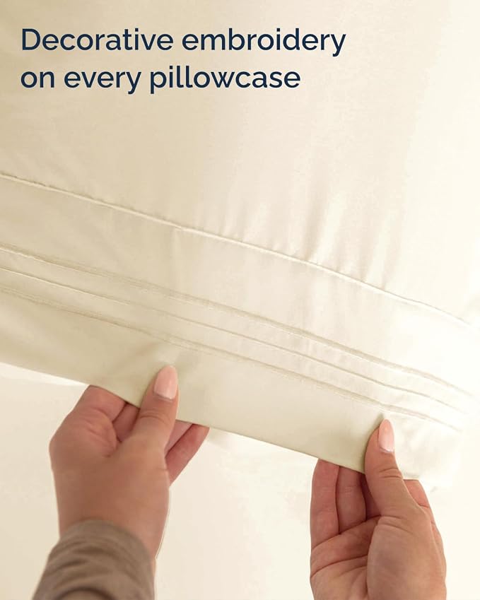 Full XL Bed Sheet - 4 Piece Full XL Bed Sheets Set - Ultra-Soft, Breathable & Cooling - Hotel Luxury Bedding for Women & Men with Deep Pockets - Wrinkle Free & Fade Resistant - Oeko-Tex - Off White