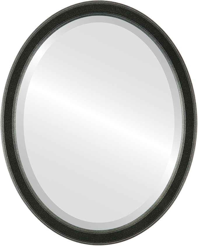 OVALCREST Oval Beveled Wall Mirror for Home Decor - Toronto Style - Black Silver - 26" x 20"