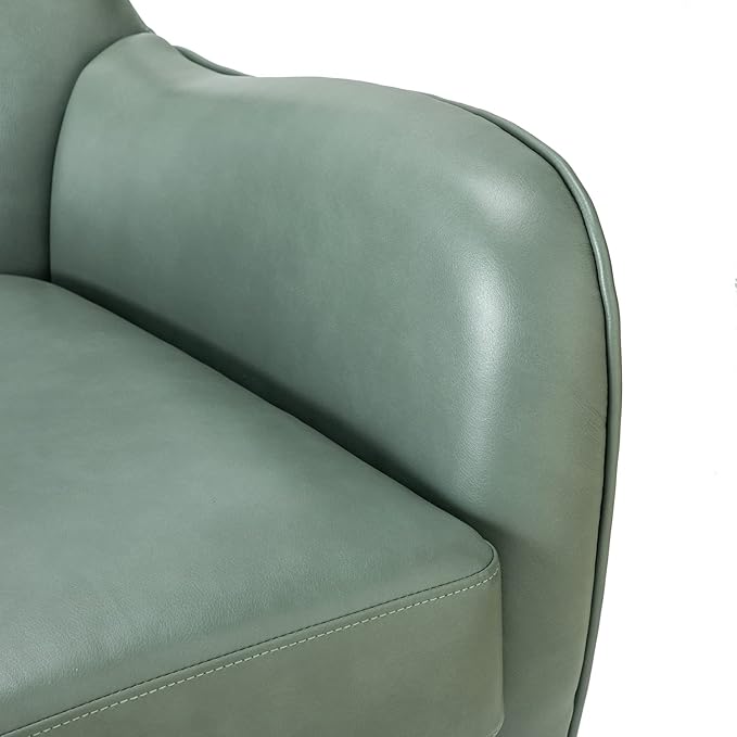 HULALA HOME Faux Leather Accent Chair Set of 2 with Removable Cushion, Comfy Upholstered Armchair with Metal Legs & Nailhead Trim Wingback Vanity Chair for Reading Living Room Bedroom, SAGE