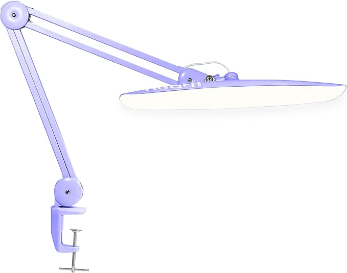 Neatfi XL Nail Desk Lamp with Clamp, 2200 Lumens, 20-Inch Wide Head, Dimmable 4 Levels, 3 Color Modes 3000K–6000K, LED Task Light for Manicure Table, Crafts, Workbench, Office (CCT, Lavender)