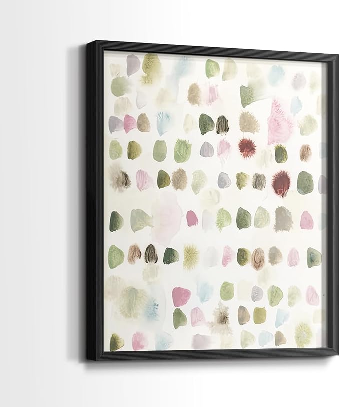Renditions Gallery Set of 2 Peel & Stick Framed Prints, Hand Drawn Abstract Wall Art, Watercolor Seamless Pattern Wall Decor, Re-Stickable - Ready to Hang - 8"x10" - Black Frame LT588