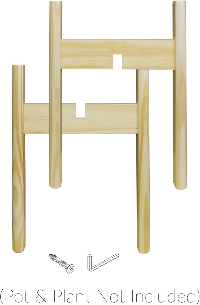 Casual Home Mid-Century Modern Wood Plant Display Stand, Fit Up to 10", Plant and Pot NOT Included - Natural