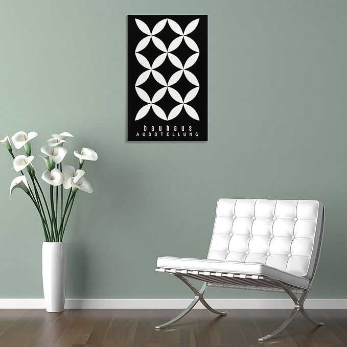 FideMm Bauhaus Print Poster,black And White Poster,Abstract Art,Minimalist,Stylish Mid Century Art Poster for Room Aesthetics Canvas Wall Art Poster And Print Frame-style 20x30inch(50x75cm)