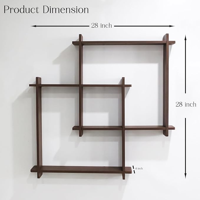 HOMORA Modern Wall Mounted Zigzag Shelf Rack – Decorative Wooden Floating Display Unit for Living Room, Bedroom & Office Decor (Brown)