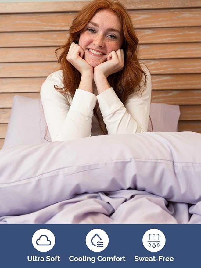 Extra Deep Split King Sheet Set - 7 Piece Breathable and Cooling Sheets - Hotel Luxury Bedding for Women, Men, Kids & Teens - Secure Fit - Soft and Wrinkle Free - Extra Deep Pockets - Light Lavender