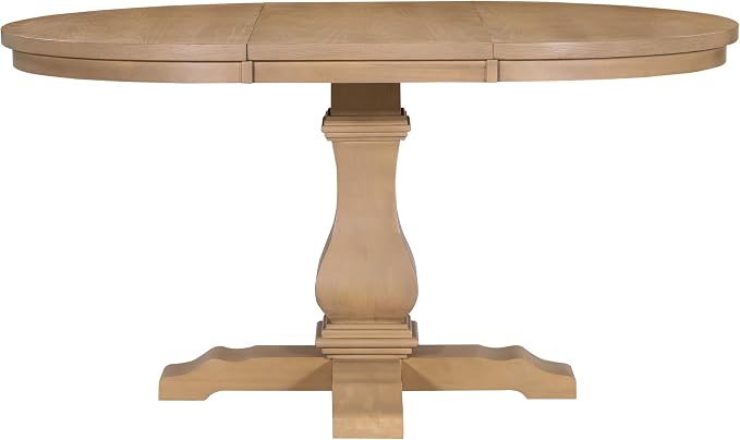 Christopher Knight Home Tokin Extendable Dining Room Table for 6, Wooden Round Expandable Kitchen Table, Vintage Oval Dining Table for Dining Room Kitchen, Light Natural