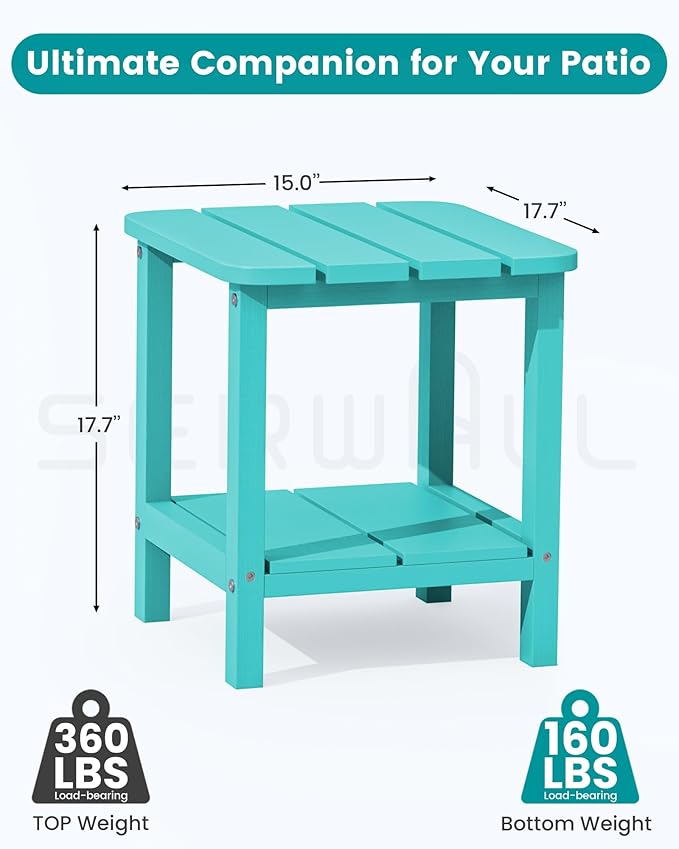 SERWALL Double Adirondack Side Table End Table- Tiffany