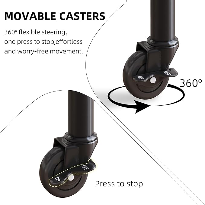 2 Tier Rolling Plant Stand with Wheels, Mid Century Modern Metal Stand for Planters, 2 Sizes 9 Inch & 11 Inch, Indoor Outdoor Movable Flower Pot Holder for Decor Home Garden Patio Load Bearing 165 LB 2 Pack Black