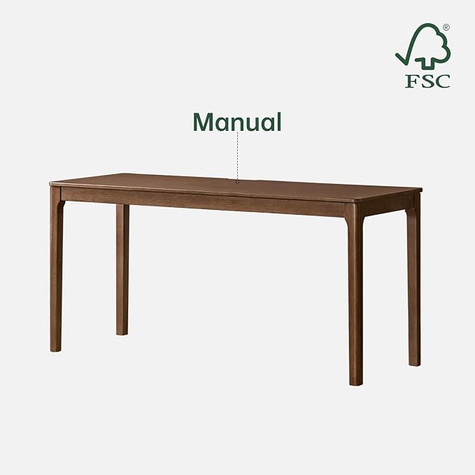 Solid Wood Computer Desk, Mid Century Modern Wood Desk,Home Office Writing Desk for Home Office, Study, Working 55.11" W