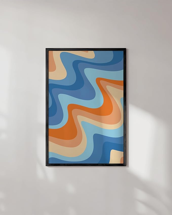 HAUS AND HUES Beach Wall Art - Colorful Abstract Ocean Art, Tropical Beach Wall Decor (Black Frame, 24x36)