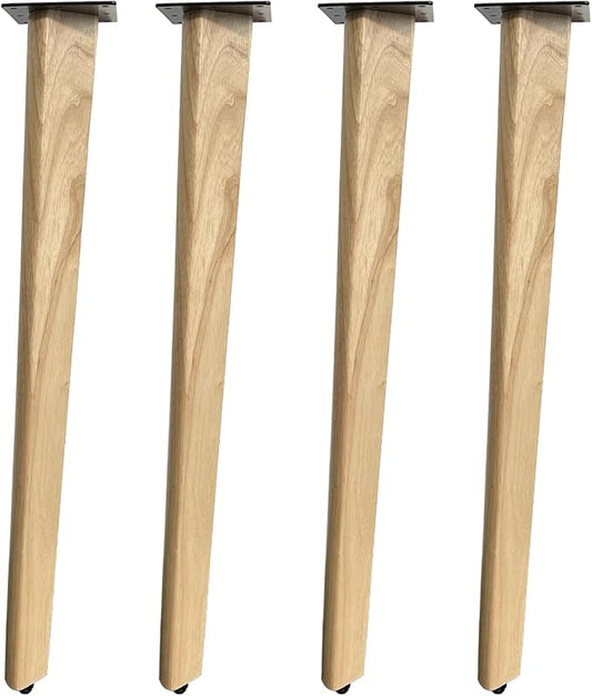 QLLY 28 inch Solid Wood Table Legs, Natural Varnished Wooden Desk Legs with Adjustable Leveling Feet, Set of 4, Heavy Duty Replacement Legs for for DIY Dining Table, Office Desk, Farmhouse Furniture