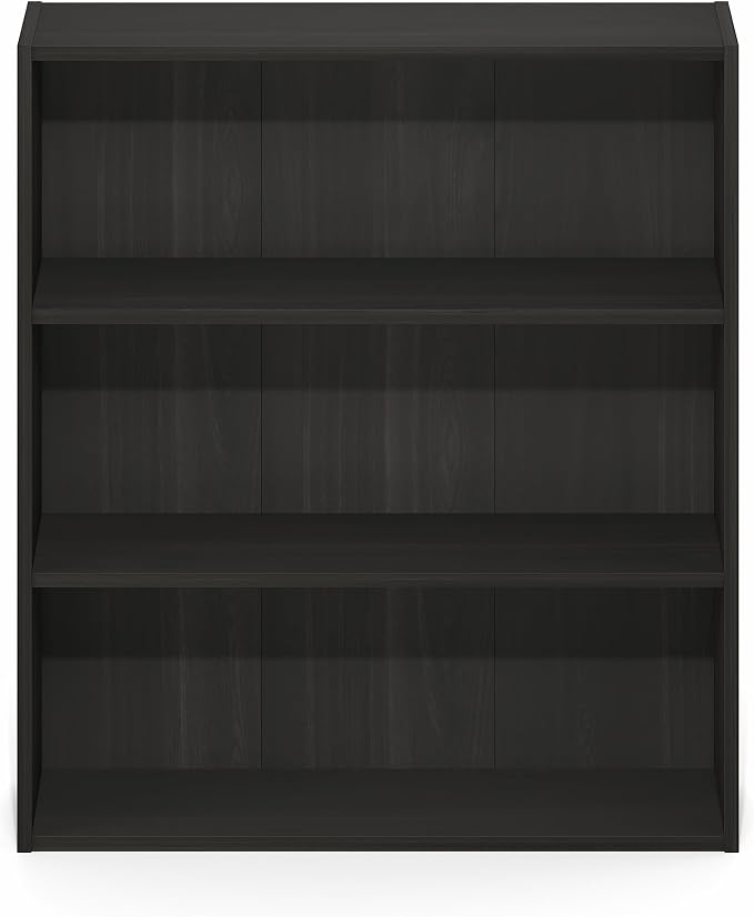 Furinno Basic Book Shelf, 3-Tier Bookshelf, Cube Storage Organizer Bookcase with Open Shelf, 7 x 24 x 26, for Living Room, Bedroom, Home Office, Espresso