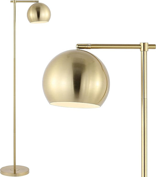 JONATHAN Y 58.5" Brass Gold Modern Contemporary Iron Floor Lamp, Minimalist Metal Globe Shade, Mid-Century Standing Light for Living Room Bedroom, LED Bulb Included JYL3088A