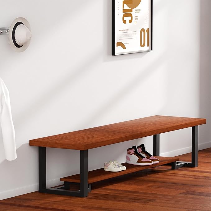 Upgraded 2 Tier Coffee Table Legs, Square Metal 16 Inch Height 18 inch Width, Heavy Duty Bench & DIY Side Table Legs Set of 2