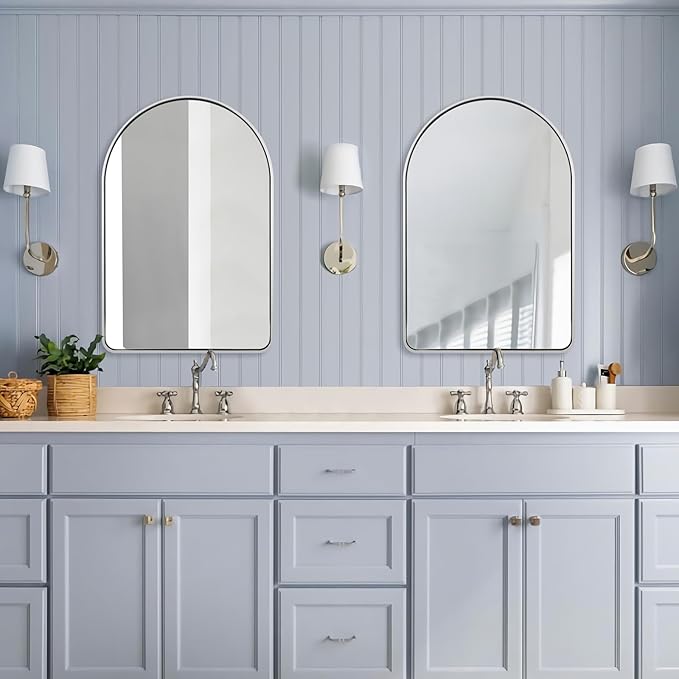 ANDY STAR Chrome Arch Mirror, 20x30'' Polished Chrome, Wall-Mounted Vertical 1'' Deep