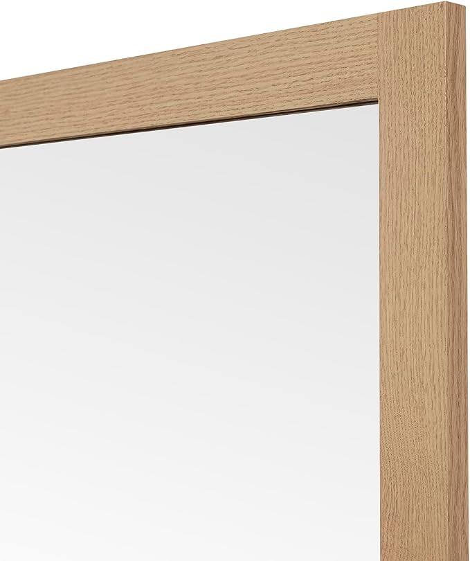 ARIEL Rectangular Wooden Mirror 24" x 32" in Natural Oak, Flexible Horizontal/Vertical Hanging for Bathroom, Vanity, Entryway & Living Room Decor, Farmhouse Style