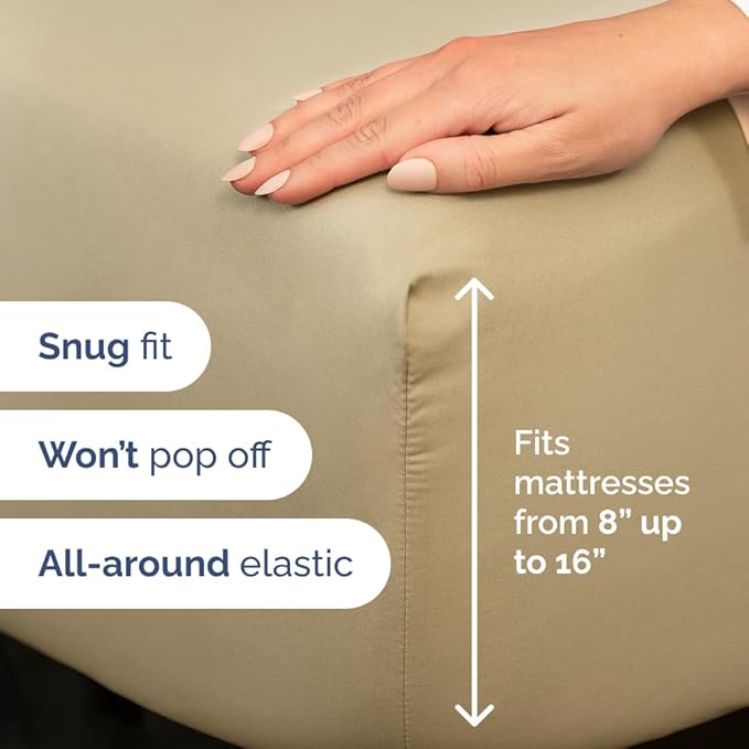 Cal King Size 4 Piece Sheet Set - Comfy Breathable & Cooling Sheets - Hotel Luxury Bed Sheets for Women & Men - Deep Pockets, Easy-Fit, Extra Soft & Wrinkle Free Sheets - Beige Oeko-Tex Bed Sheet Set
