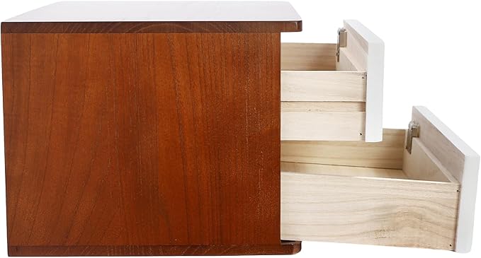 Wooden Desk Organizer with Drawers & Lock Desktop Storage Cabinet Tabletop Organizing Unit for Home Office Supplies File Stationery Jewelry (Dark Brown, 2 Tiers)