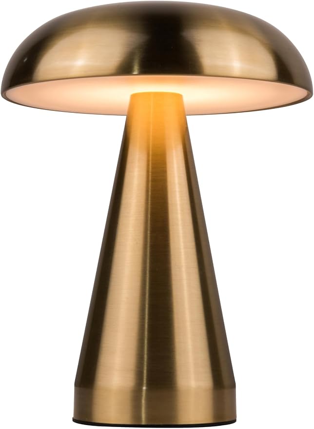 Craftmade - Marta 8.25 in. Brass Finish 1-Light Integrated LED, 2700/4500/6000K CCT 3-Way Touch Rechargeable Table Lamp with Shade