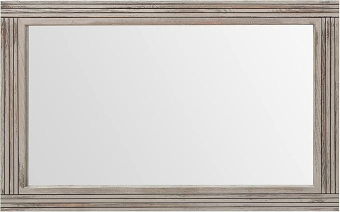 YOSHOOT Hand-Made Wooden Spliced Wall Mirror for Bathroom, Rustic Farmhouse Vanity Mirror, Décor Wall Art, Solid Wood Frame, Vertical or Horizontal Hanging, 53" x 28", Grey