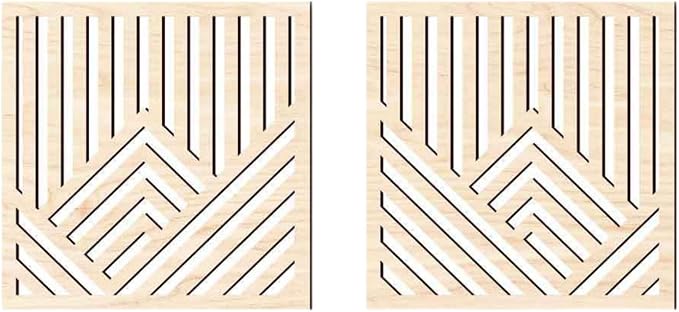 2Pcs Geometric Wood Wall Art Boho Abstract Wall Decor Wood Abstract Wall Panels for Bedroom Home Office Decoration, Maple Color