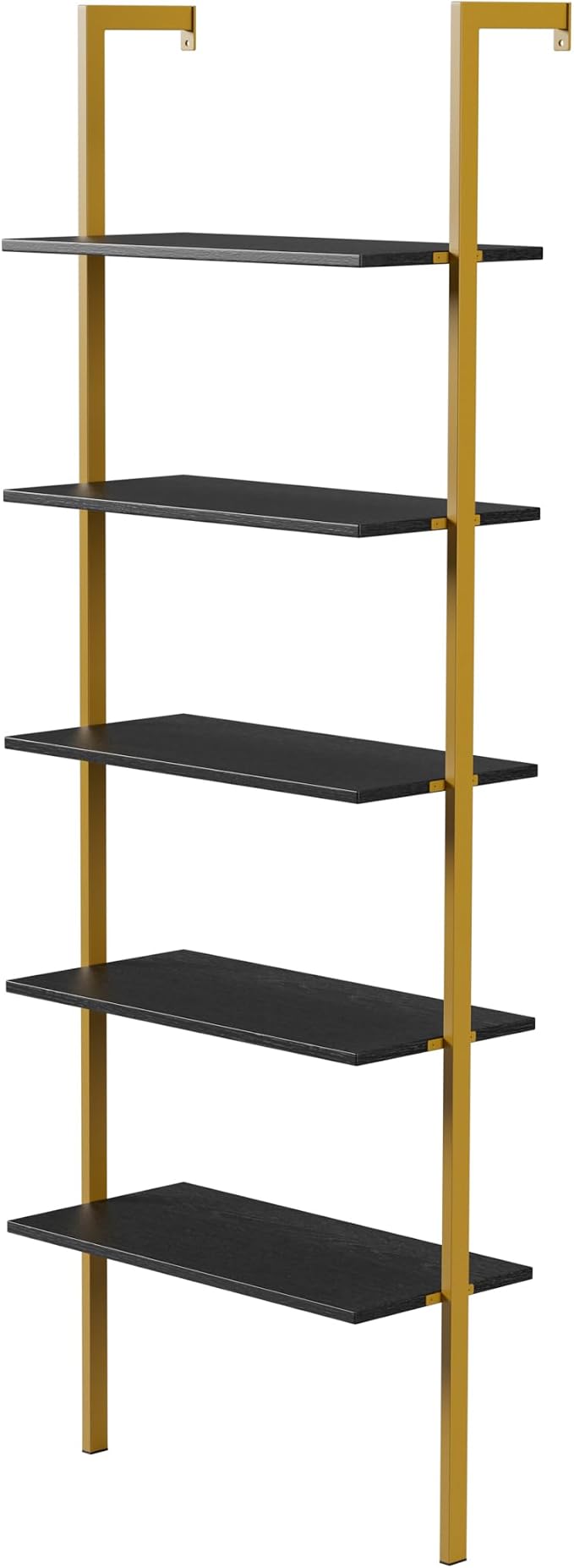 Modern Trapezoid Open Shelving Unit - 5-Tier, Wall-Mounted, High-Strength MDF & Metal