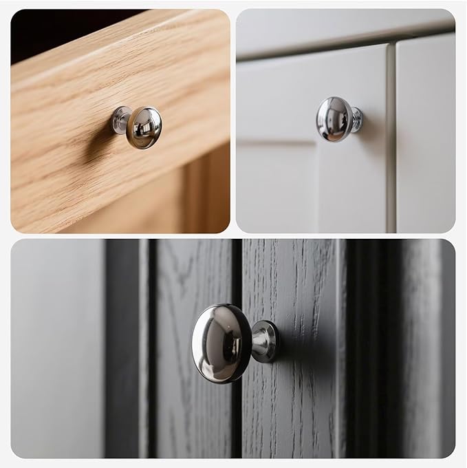 10 Pack Polished Chrome Kitchen Cabinet Knobs, 1-3/16 Inch(29.5mm) Drawer Knobs,Solid Round Dresser Knobs Dresser Drawer Handles, Modern Knobs for Dresser Drawers