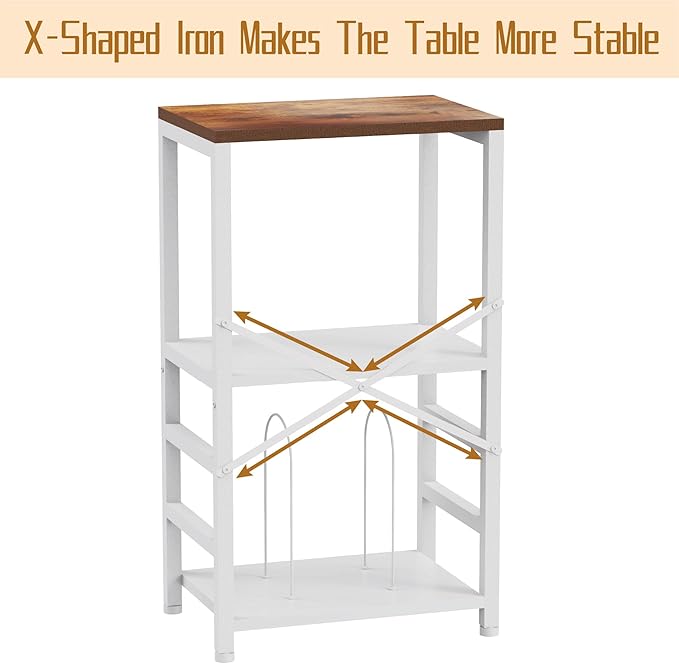YAKANJ End Table with LED Light,Record Player Stand with Albums Storage,Vinyl Records Storage,Turntable Stand Side Table for Music Room Studio Living Room Bedroom-White