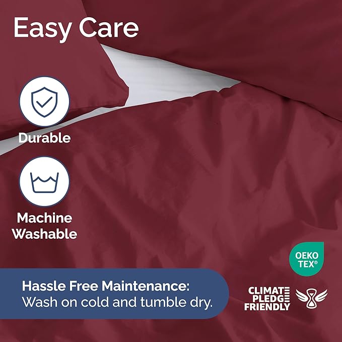 Duvet Cover Full Size - Extra Soft Full Size Duvet Cover - Lightweight, Breathable & Cozy - Easy Care & Fade Free w/Zipper Closures & Ties - 80" x 90" Inches - (Burgundy) Comforter Not Included