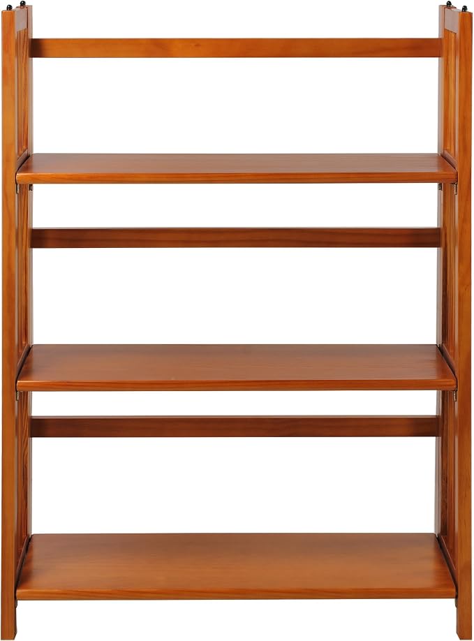 Casual Home 3-Shelf Folding Stackable Bookcase (27.5" Wide)-Honey Oak