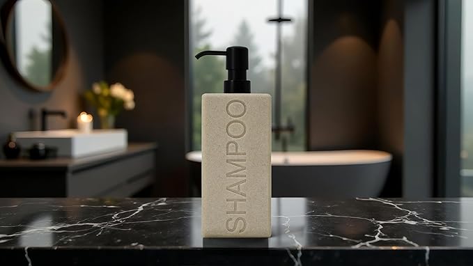 Rectangular Resin Dispenser Premium Bathroom Shampoo Conditioner Body Wash Bottle Modern Refillable Pump Design